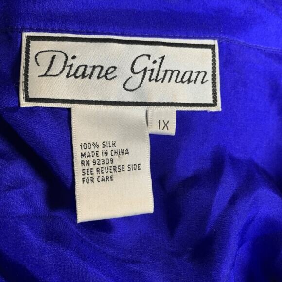 Vintage Diane Gilman Silk Leopard Animal Print Sequin Sheer Blouse Electric Blue - Picture 8 of 10